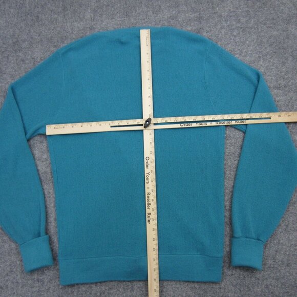Vintage Christian Dior Mens Cardigan Sweater 100% Orlon Acrylic USA Blue Large - Picture 8 of 10